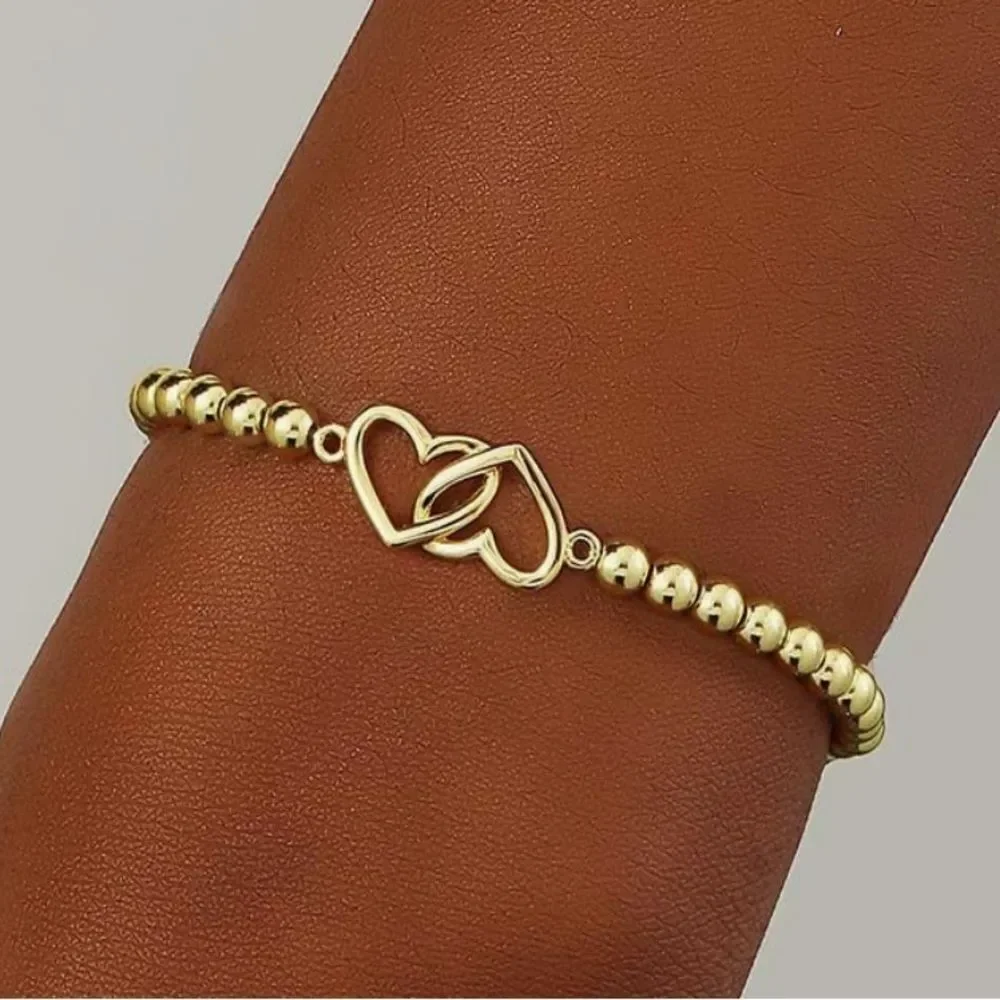 NEW 14K Real Gold Plated Heart Bracelet